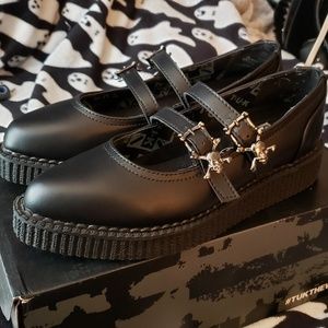 TUK black skull buckle mary jane creepers 8